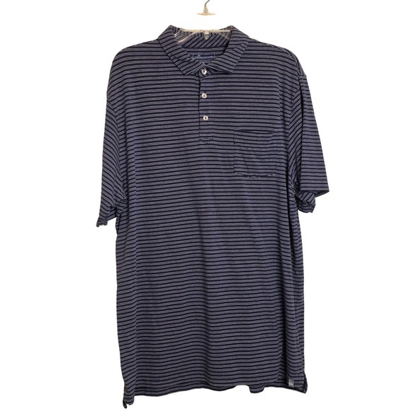 Peter Millar Other - Peter‎ Millar Mens Large Polo Shirt Large Blue Striped Short Sleeve Golf Casual